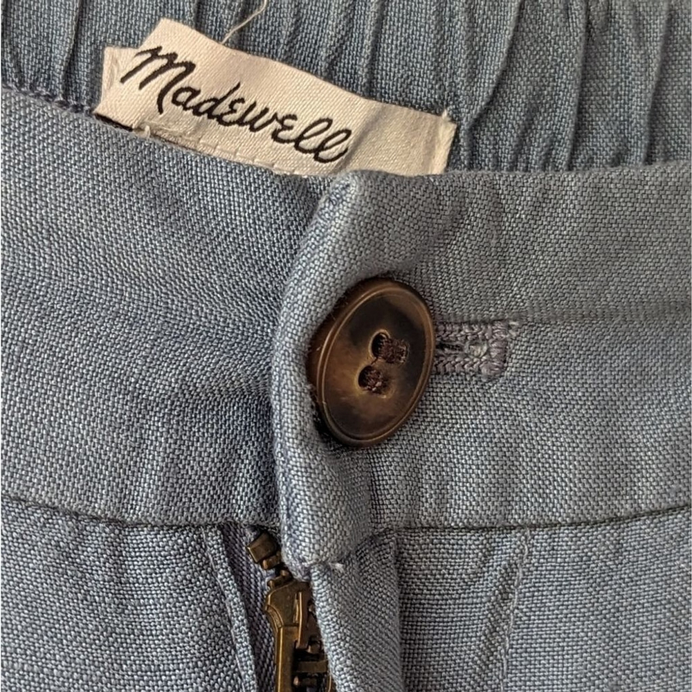Madewell Pleated Linen Blend High Waist Tailored Tapered Pant Sz 8 in Ocean - Picture 11 of 13